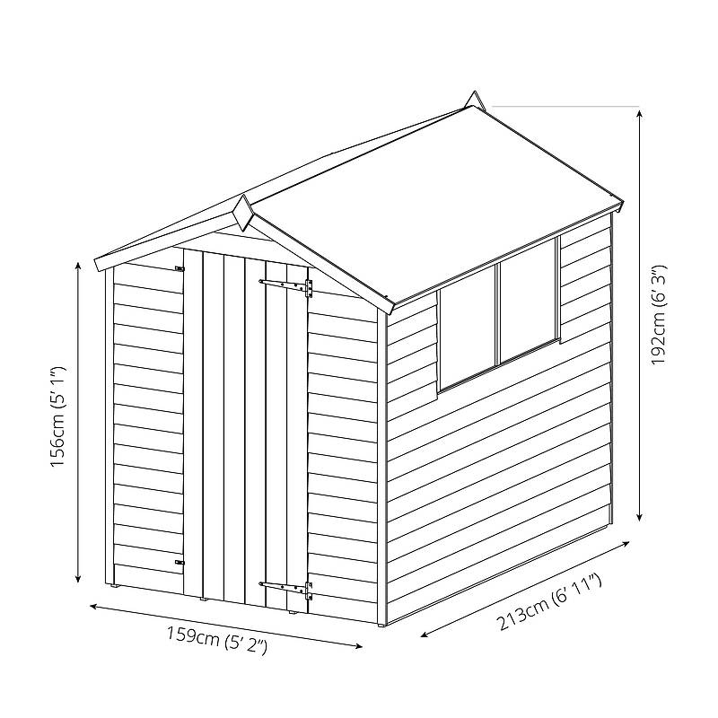 Traditional Timber Shed 7 x 5 Ft.