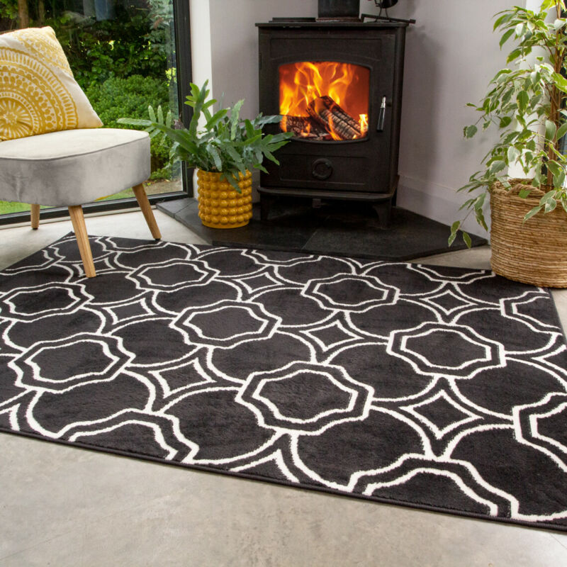 Moroccan Geometric Black Area Rug - Ethumz United Kingdom Limited